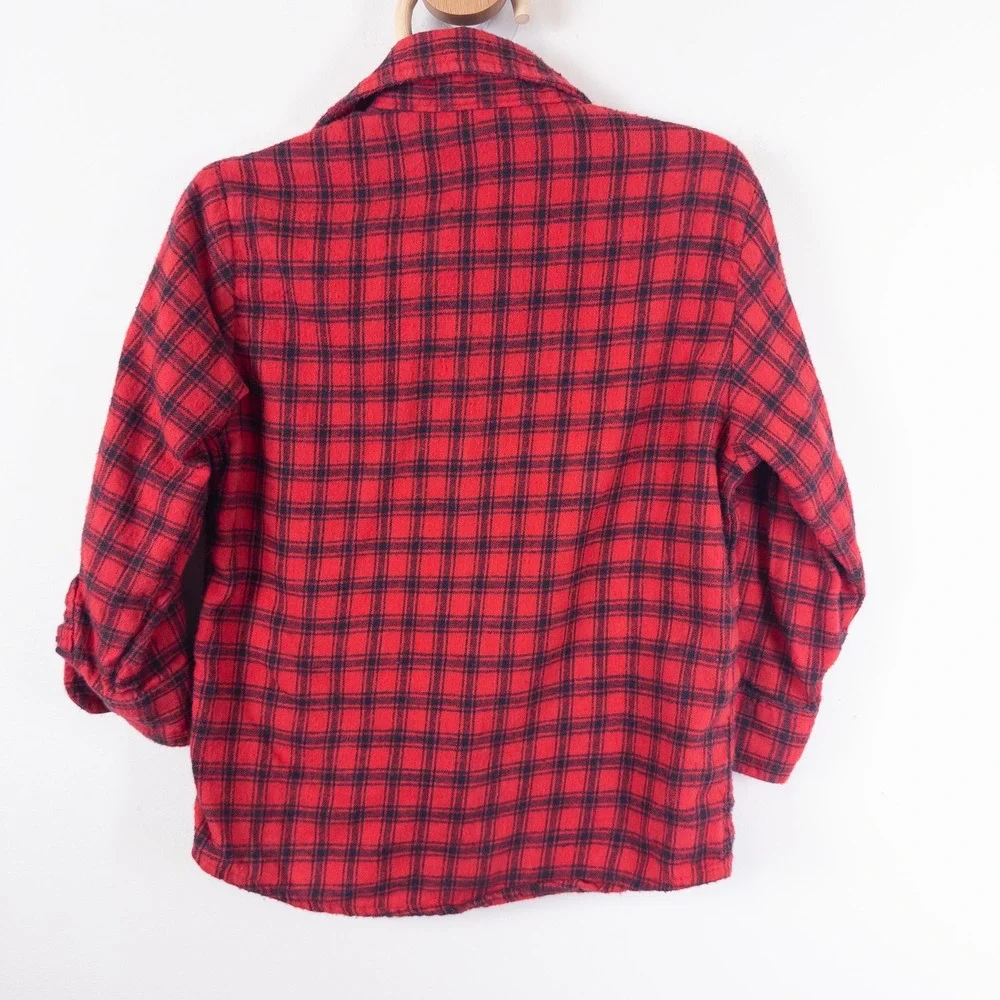 OshKosh B'gosh Flannel Shirt Kids 4 Red Black Plaid Vintage 90s Button Down‎